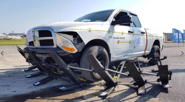 mIFRAM TACTICAL  MODUALR VEHICLE BARRIER STOPPING A TRUCK 
