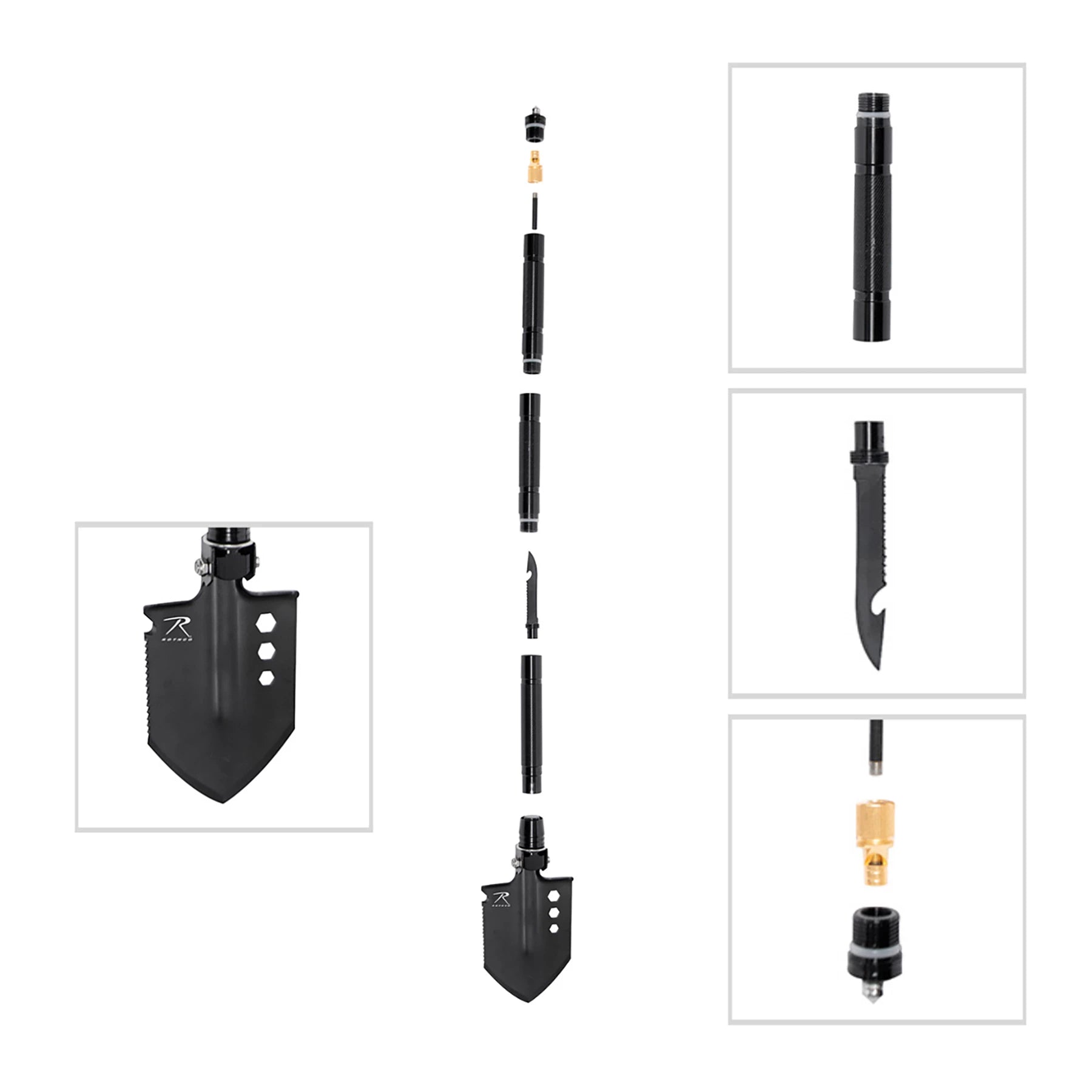 Rothco 8-in-1 Multi-Tool Survival Shovel / Portable Camping Entrenching Tool reverse view