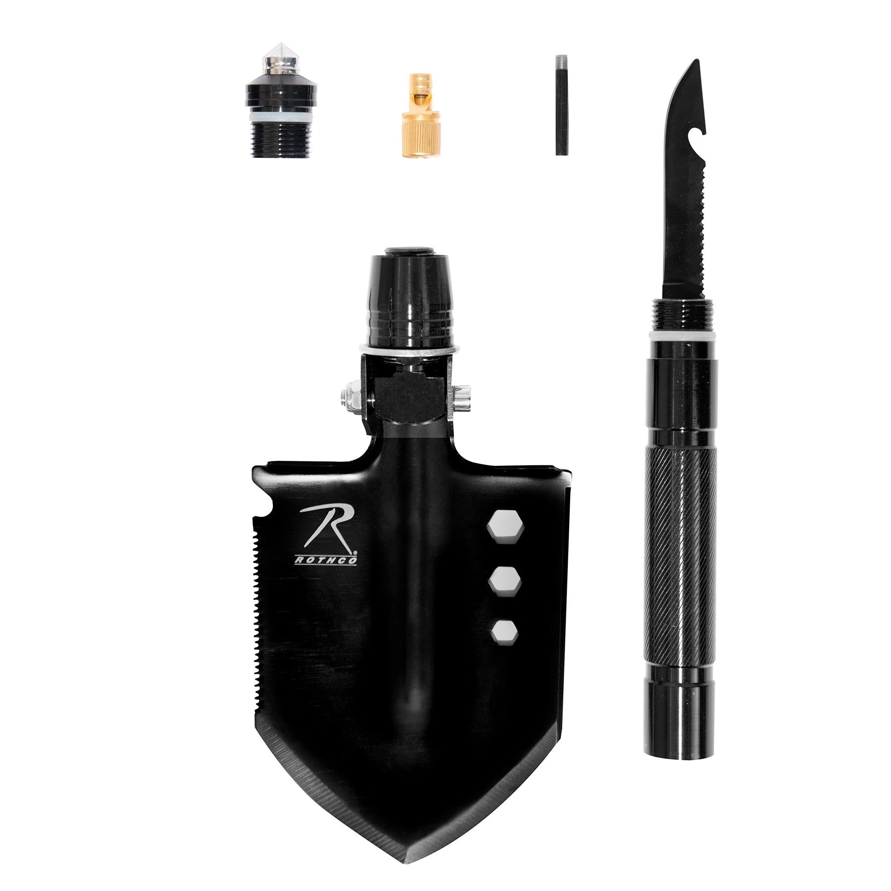 Rothco 8-in-1 Multi-Tool Survival Shovel / Portable Camping Entrenching side detail photo