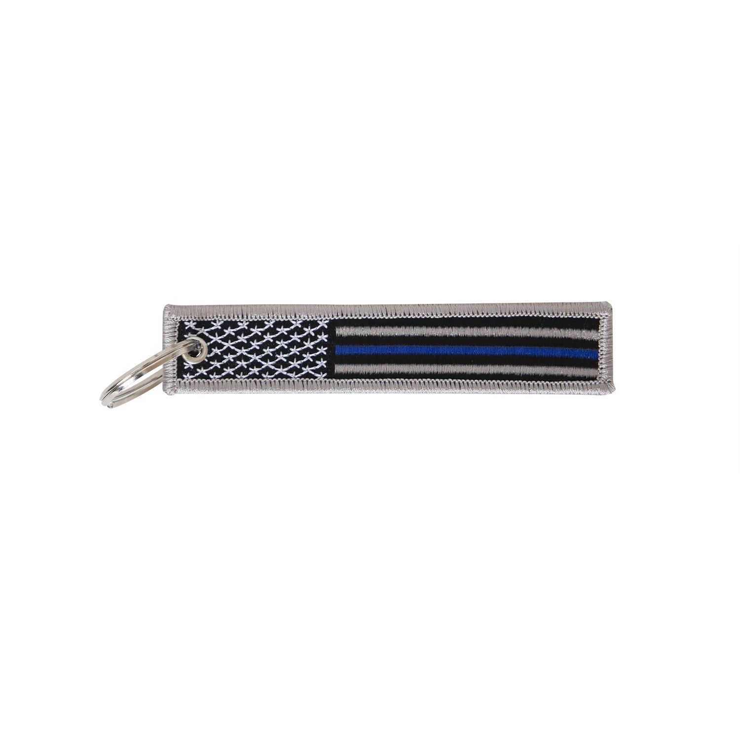 Rothco Thin Blue Line Flag Patch Keychain Rings detail photo