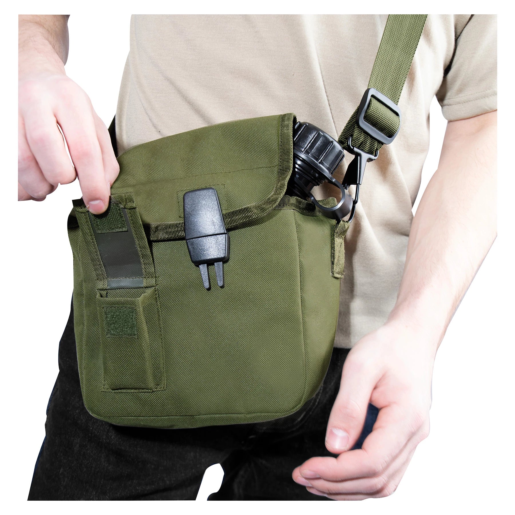 Rothco MOLLE 2 QT. Bladder Canteen Cover Coyote Brown Sneak reverse view