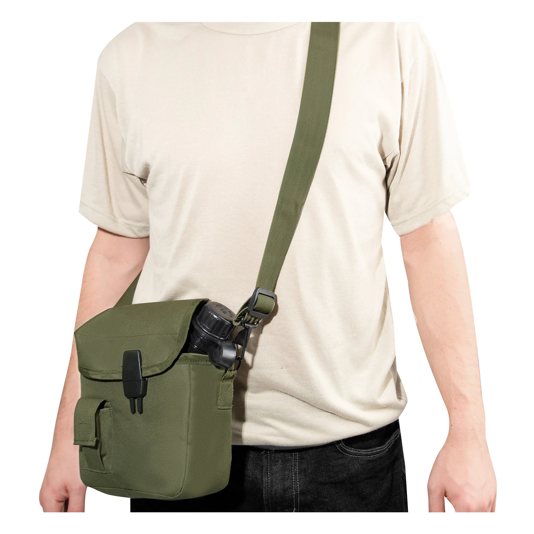 Rothco MOLLE 2 QT. Bladder Canteen Cover Coyote Brown angled product photo
