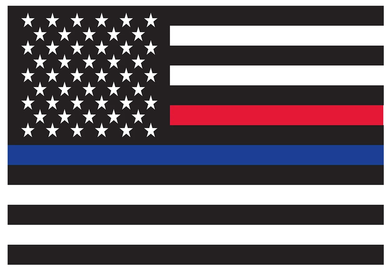 Rothco Thin Blue Line & Thin Red Line Flag Decal close-up photo