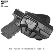 Gun Flower G19 OWB Holster, Level II Retention Locking System-Right Hand (Black) - GUN & FLOWER