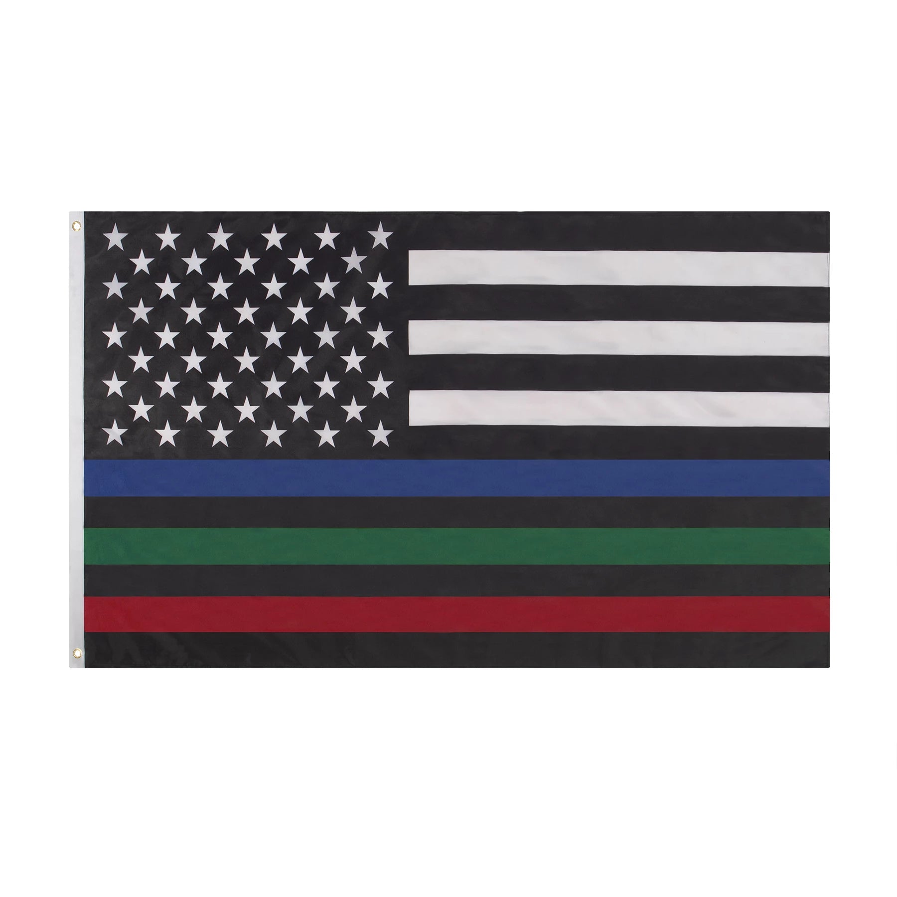 Thin Red, Blue, and Green Line US Flag - 3' x 5'