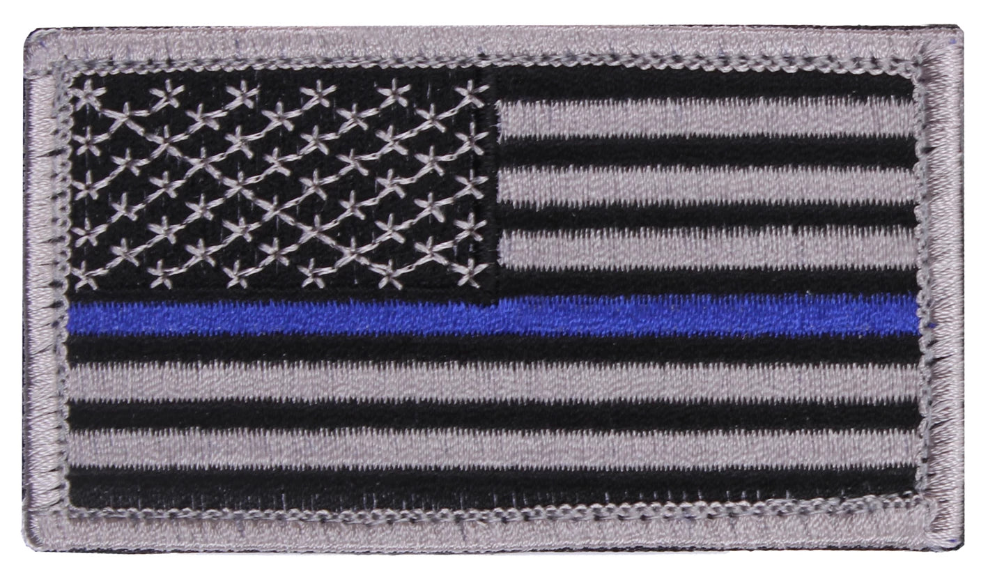 Rothco Thin Blue Line Police U.S. Flag Patch - Hook close-up photo