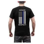 SecPro Honor and Respect 2-Sided Thin Blue Line Flag T-Shirt - Black - Security Pro USA