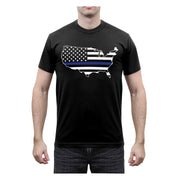 ROTHCo Thin Blue Line America Map T-Shirt - Security Pro USA