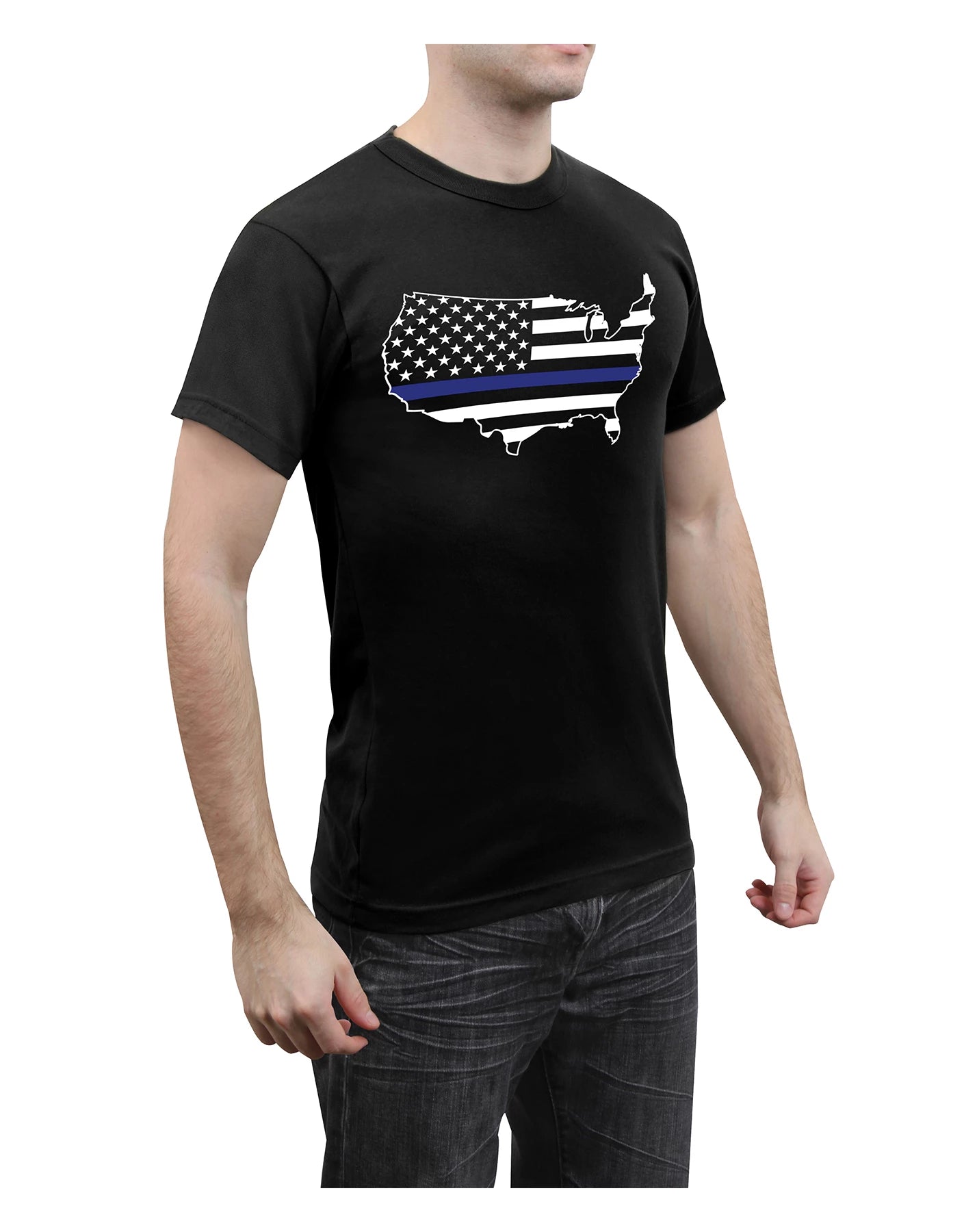 Thin Blue Line America Map T-Shirt