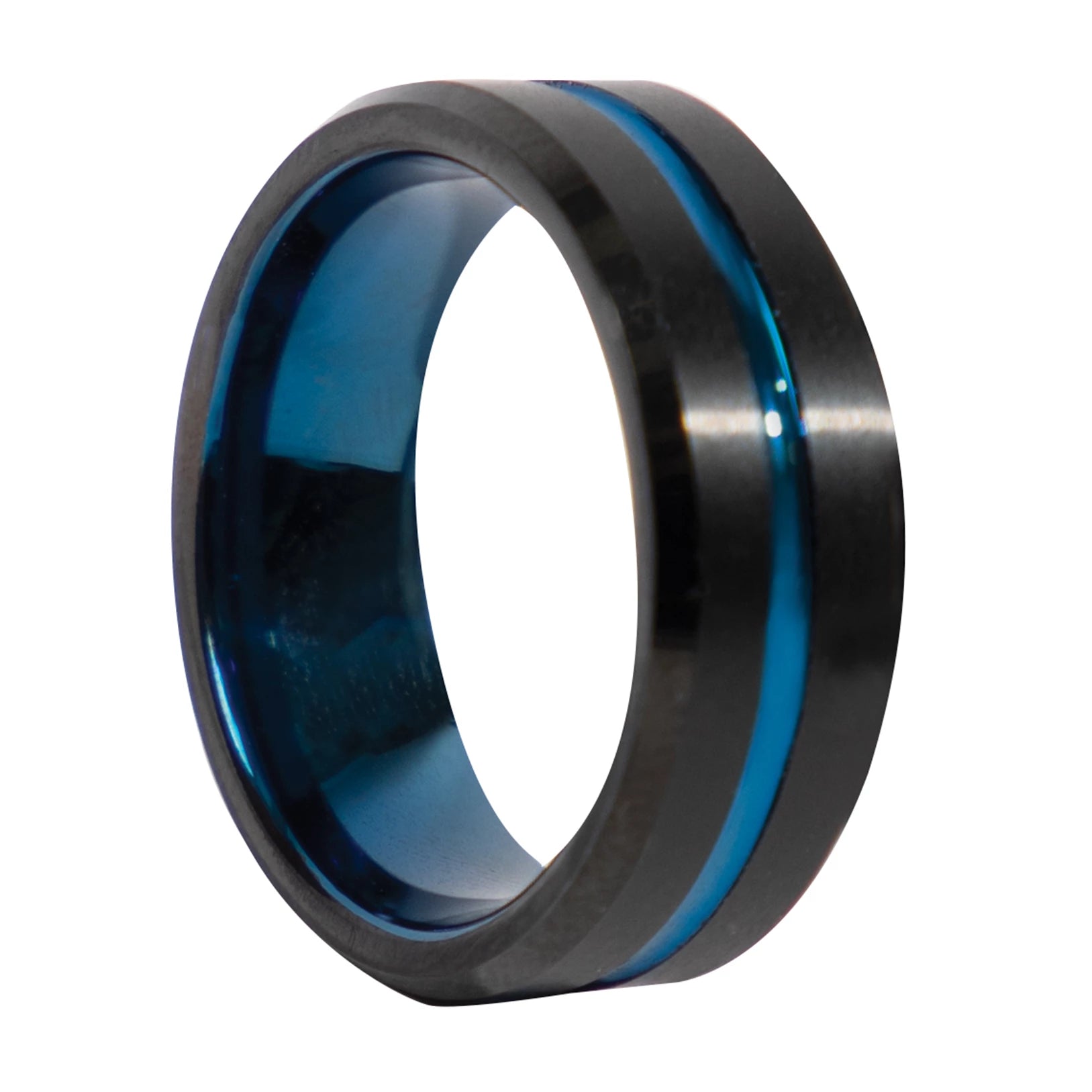 Rothco Tungsten Carbide Thin Blue Line Ring Silicone Rings and detail photo