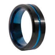 Rothco Tungsten Carbide Thin Blue Line Ring Silicone Rings and detail photo