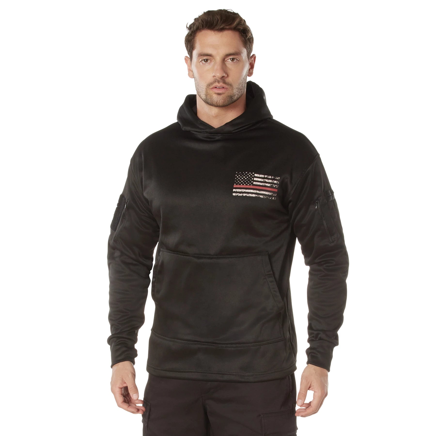 Rothco Thin Red Line Concealed Carry Hoodie Gunmetal Grey angled product photo