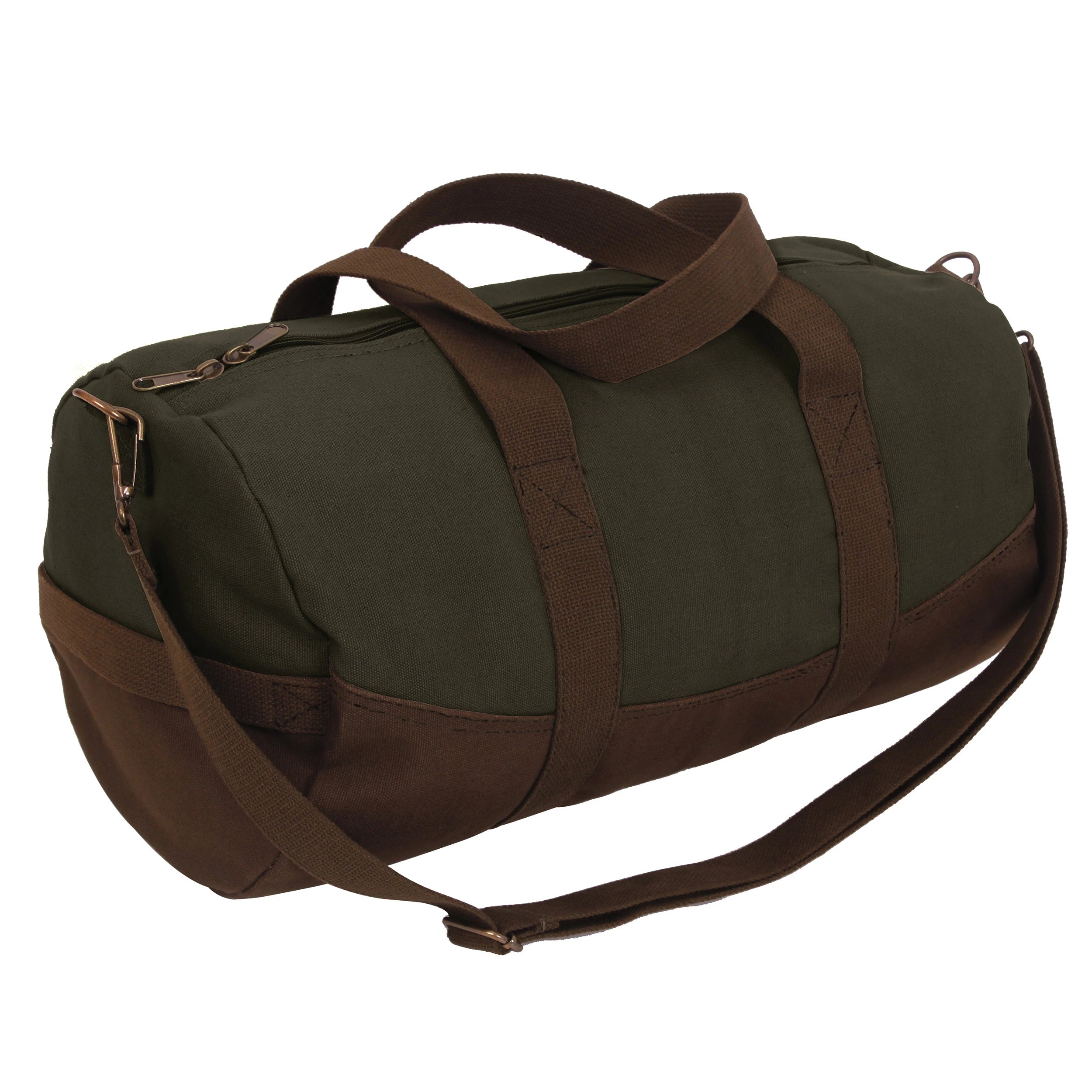 Two-Tone Canvas Duffle Bag With Brown Bottom