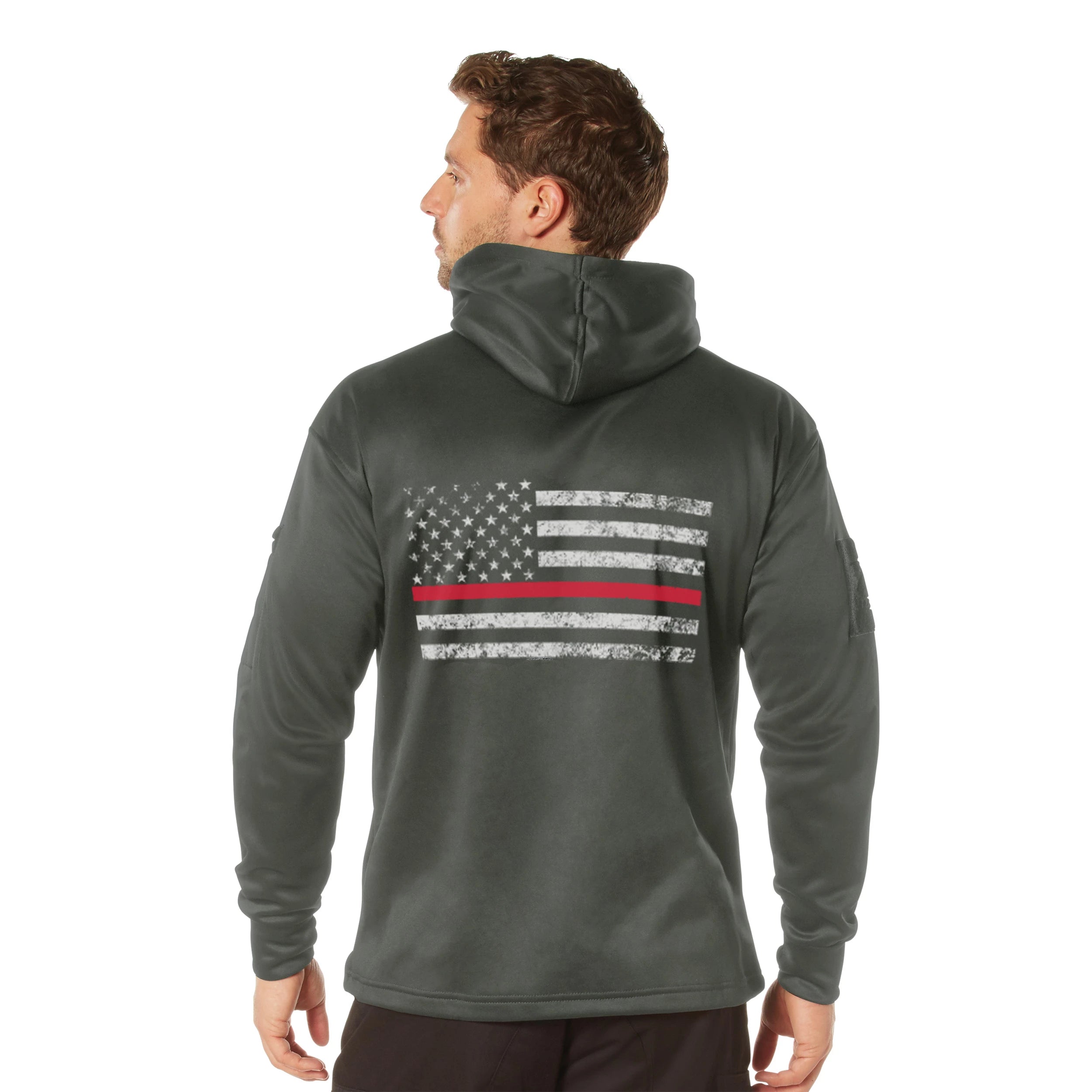 Rothco Thin Red Line Concealed Carry Hoodie Gunmetal Grey 4XL reverse view
