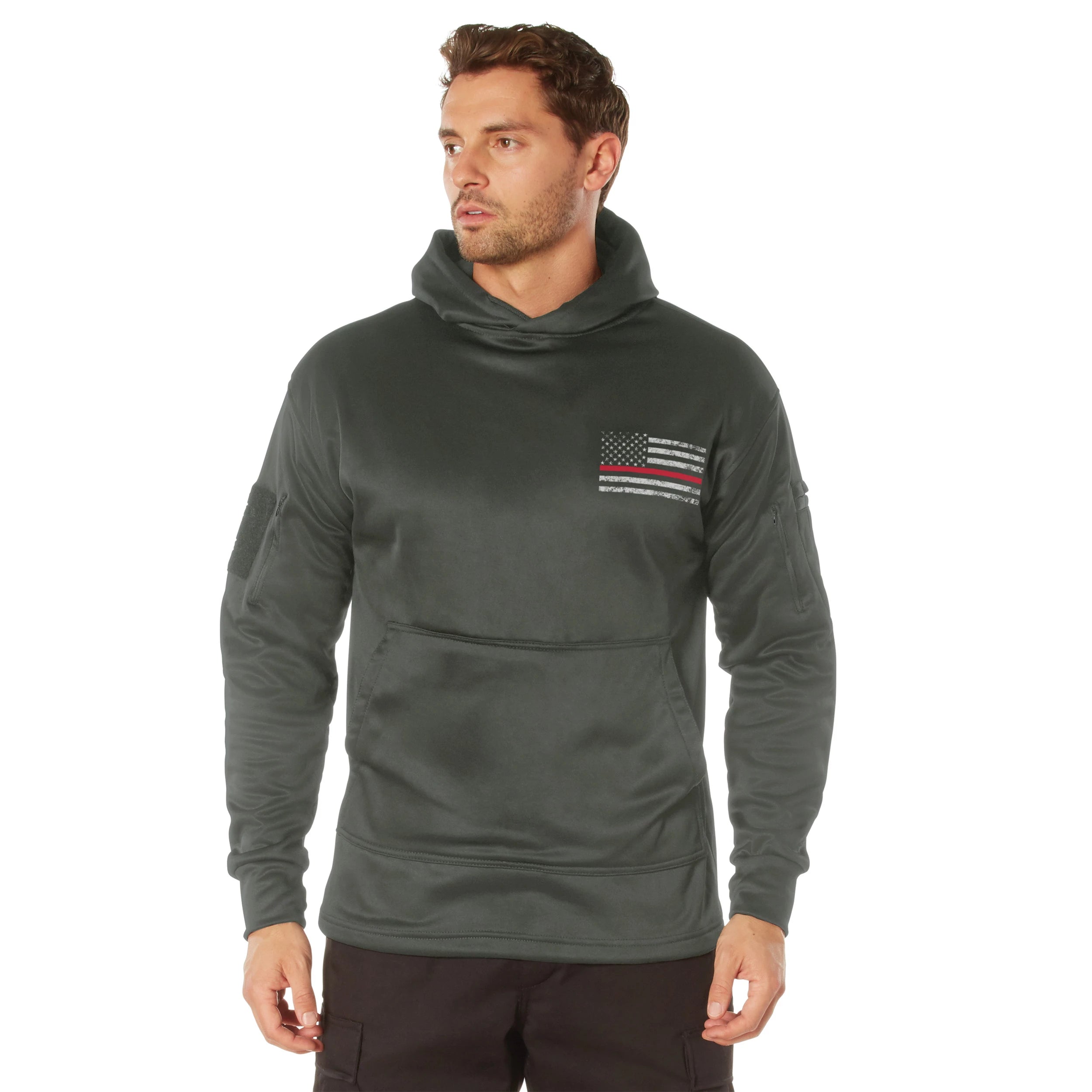 Rothco Thin Red Line Concealed Carry Hoodie Gunmetal Grey 4XL detail photo