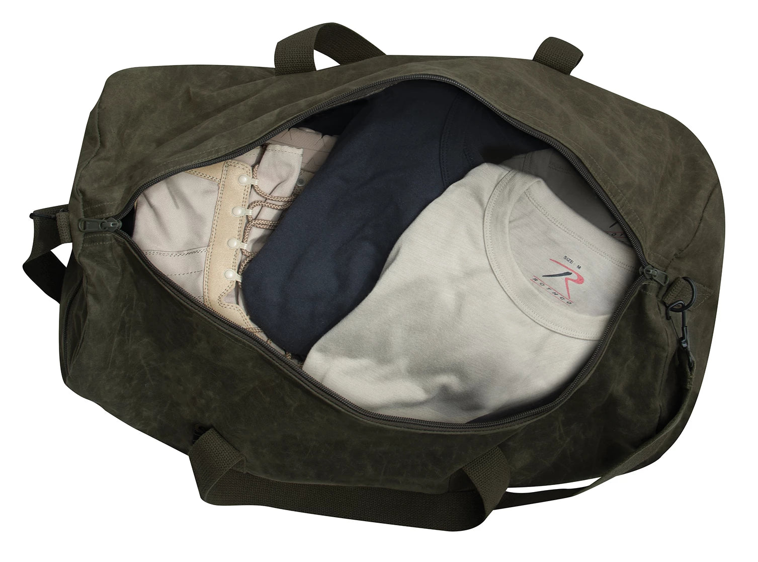 Rothco Waxed Canvas Shoulder Duffle Bag - 24 Inch side detail photo