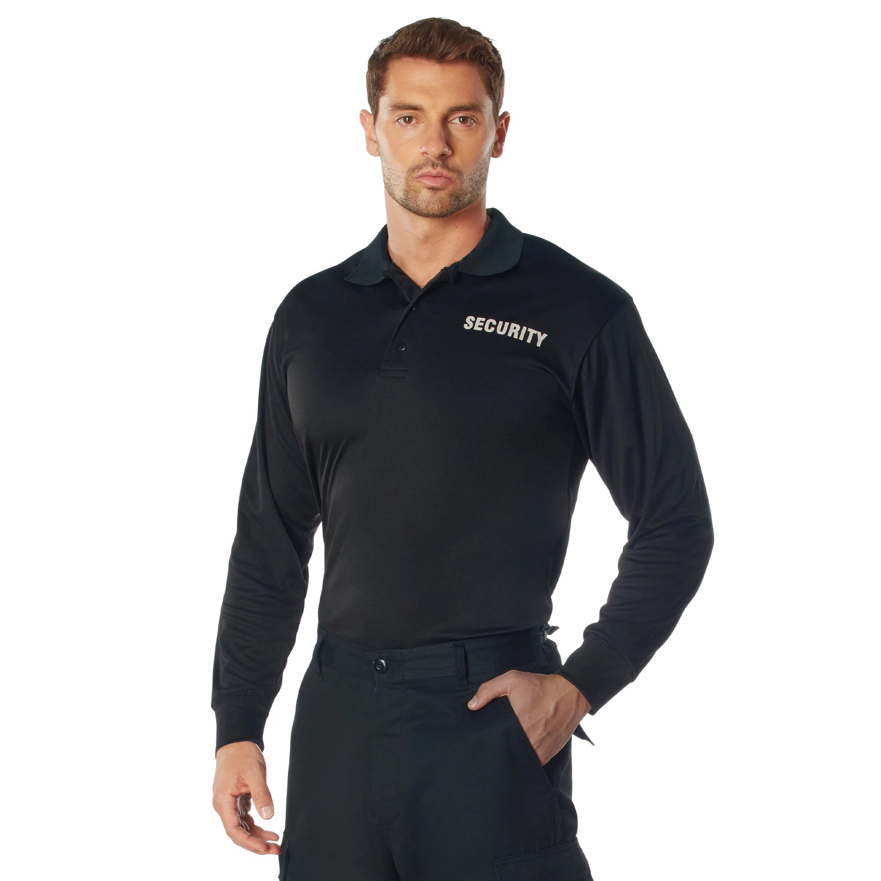 Rothco Moisture Wicking Long Sleeve Security Polo T-Shirts detail photo