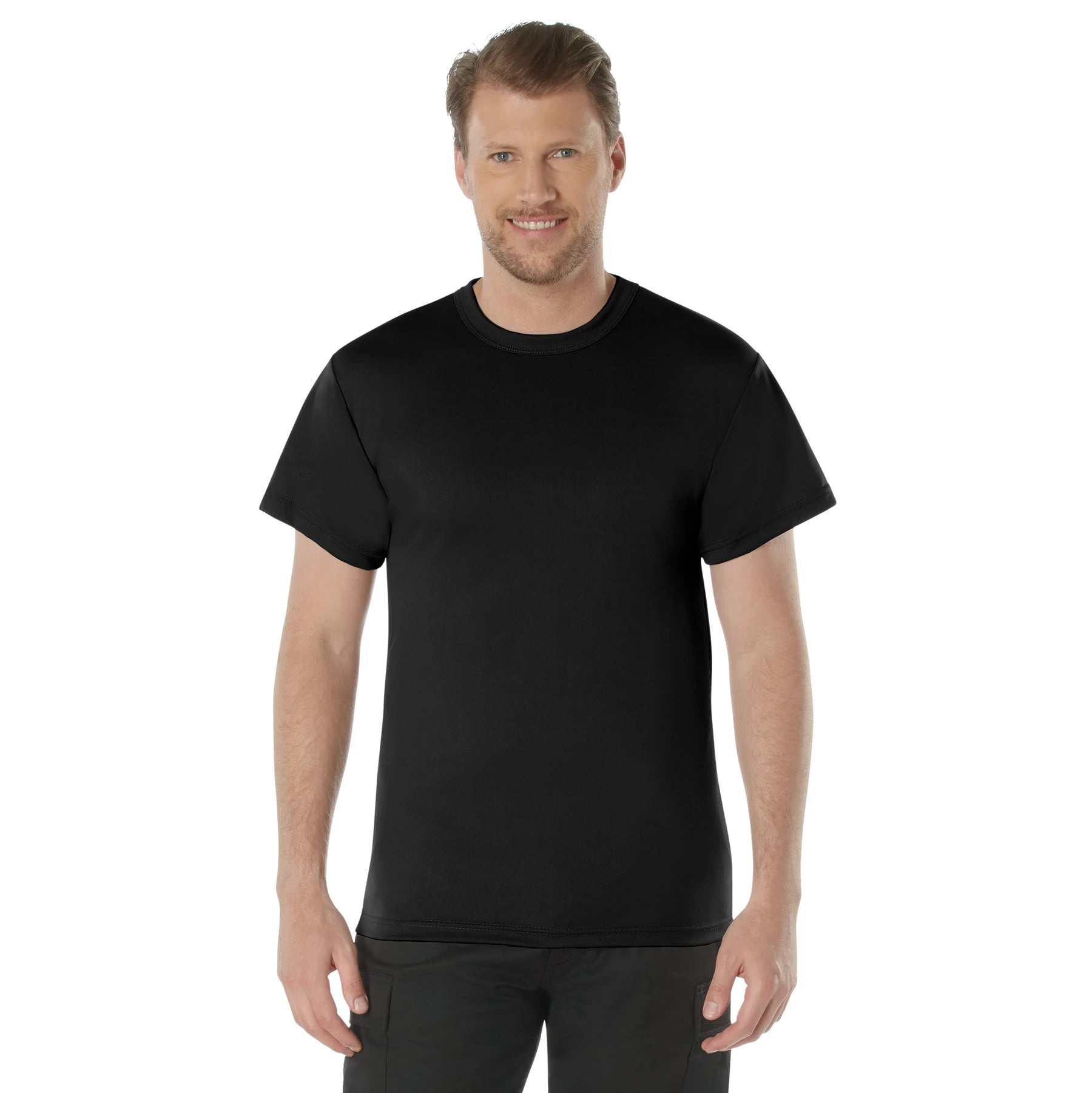 Rothco Quick Dry Moisture Wicking T-Shirt AR 670-1 Compliant angled product photo
