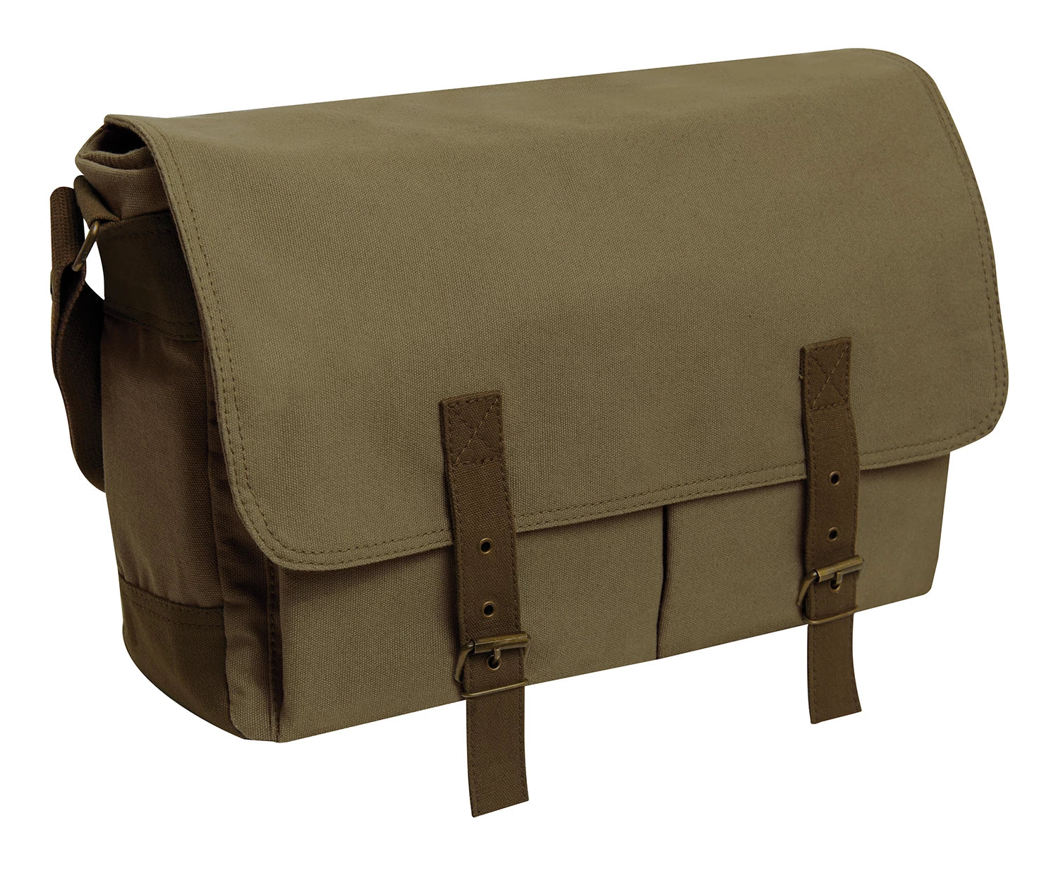 Rothco Deluxe Vintage Canvas Messenger Bag - Olive Drab side detail photo