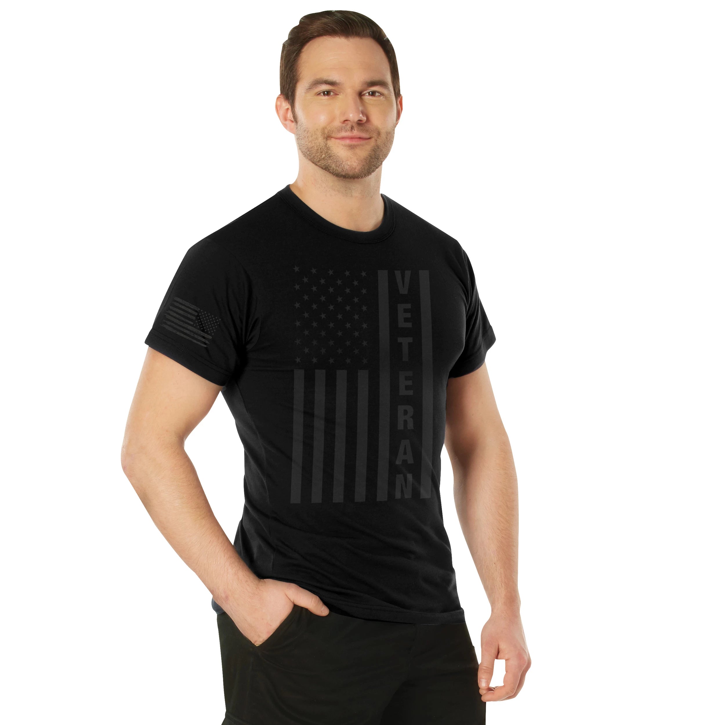 Rothco Veteran Flag T-Shirt Graphic Print side detail photo