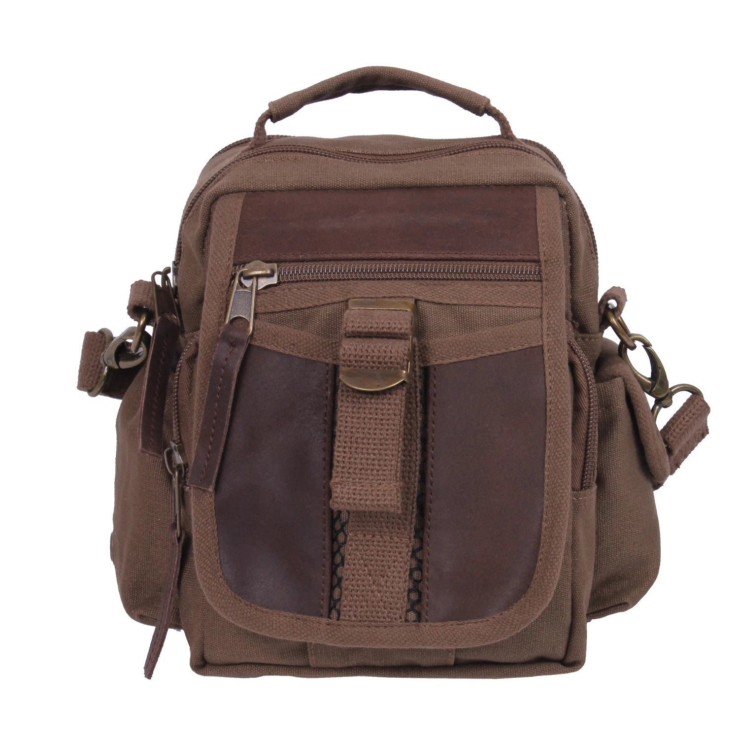 Rothco Vintage Canvas & Leather Travel Shoulder Bag Brown Sneak close-up photo