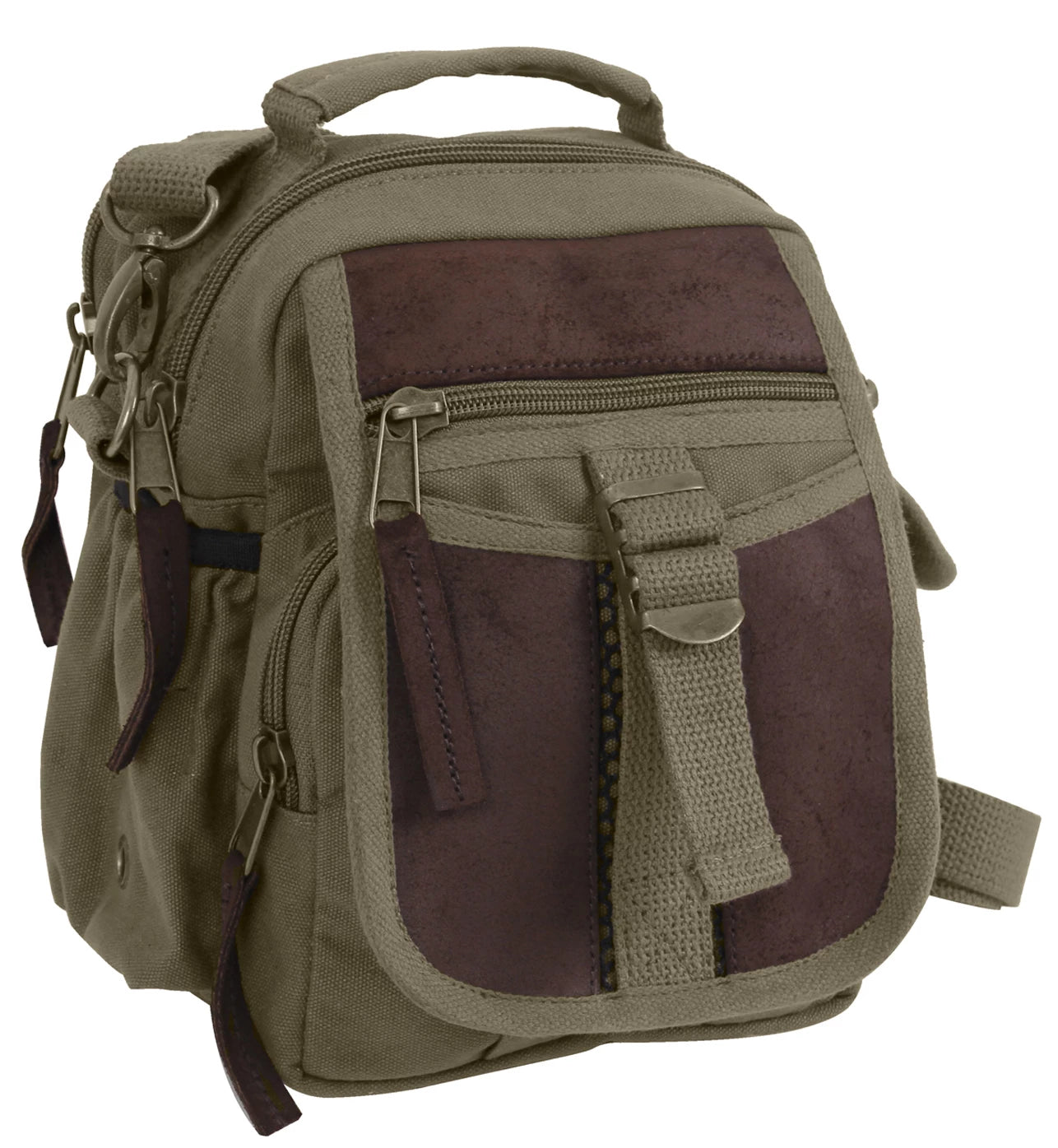 Rothco Vintage Canvas & Leather Travel Shoulder Bag Brown Sneak additional view