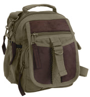 Rothco Vintage Canvas & Leather Travel Shoulder Bag Brown Sneak additional view