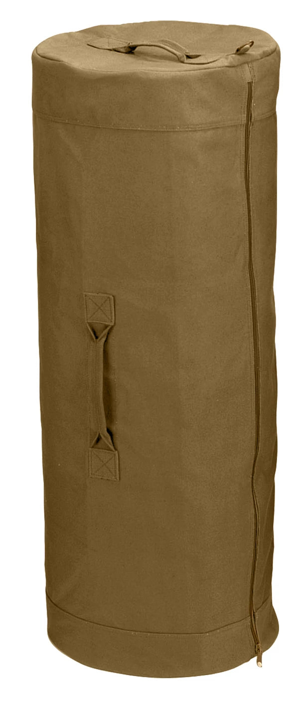 Rothco Canvas Duffle Bag with Side Zipper Coyote Brown 25" detail photo