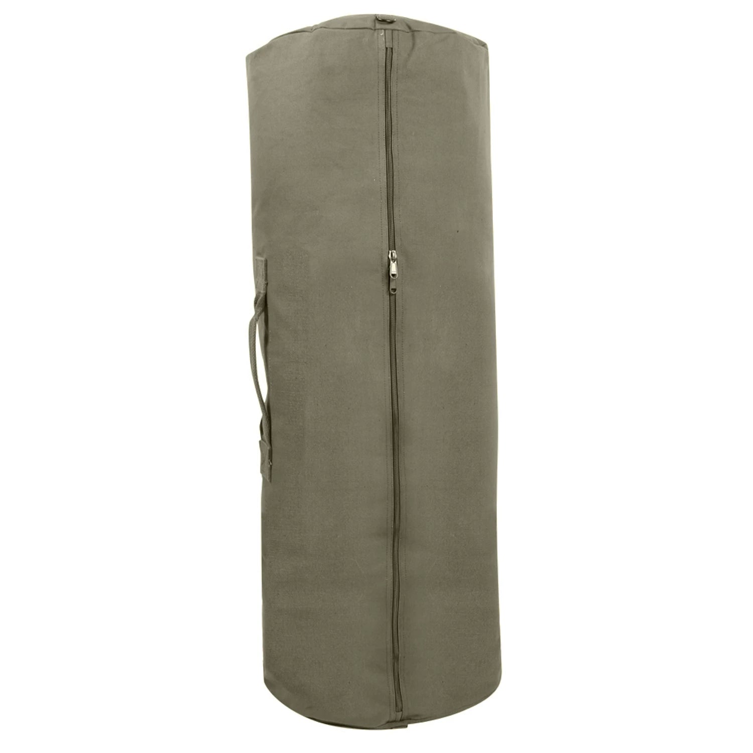 Rothco Canvas Duffle Bag with Side Zipper Coyote Brown angled product photo