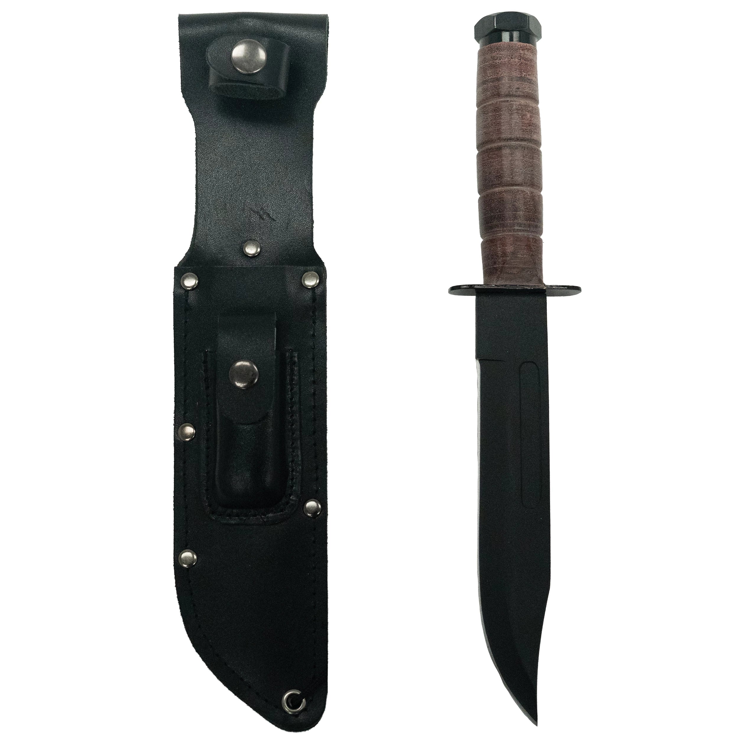 Rothco Military Fighting Utility Knife With Leather Handle Knives close-up photo