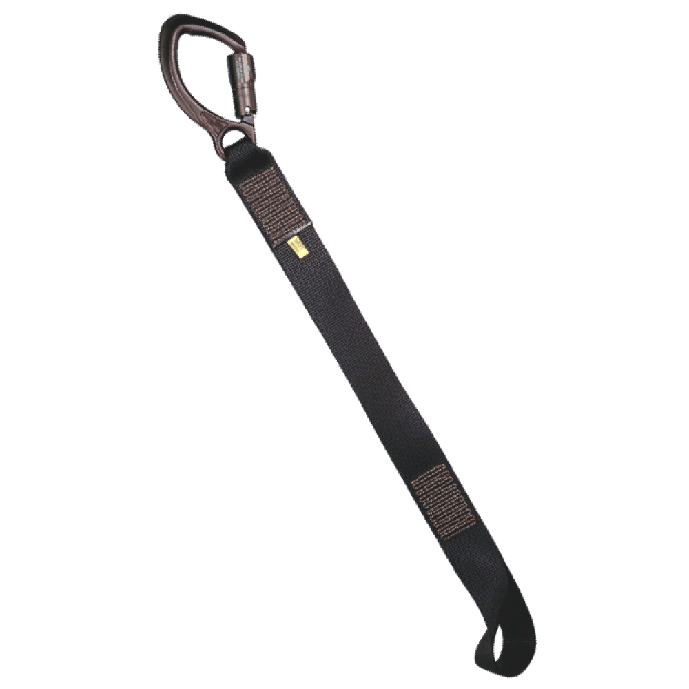 Black strap with carabiner on a white background