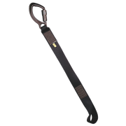 Black strap with carabiner on a white background