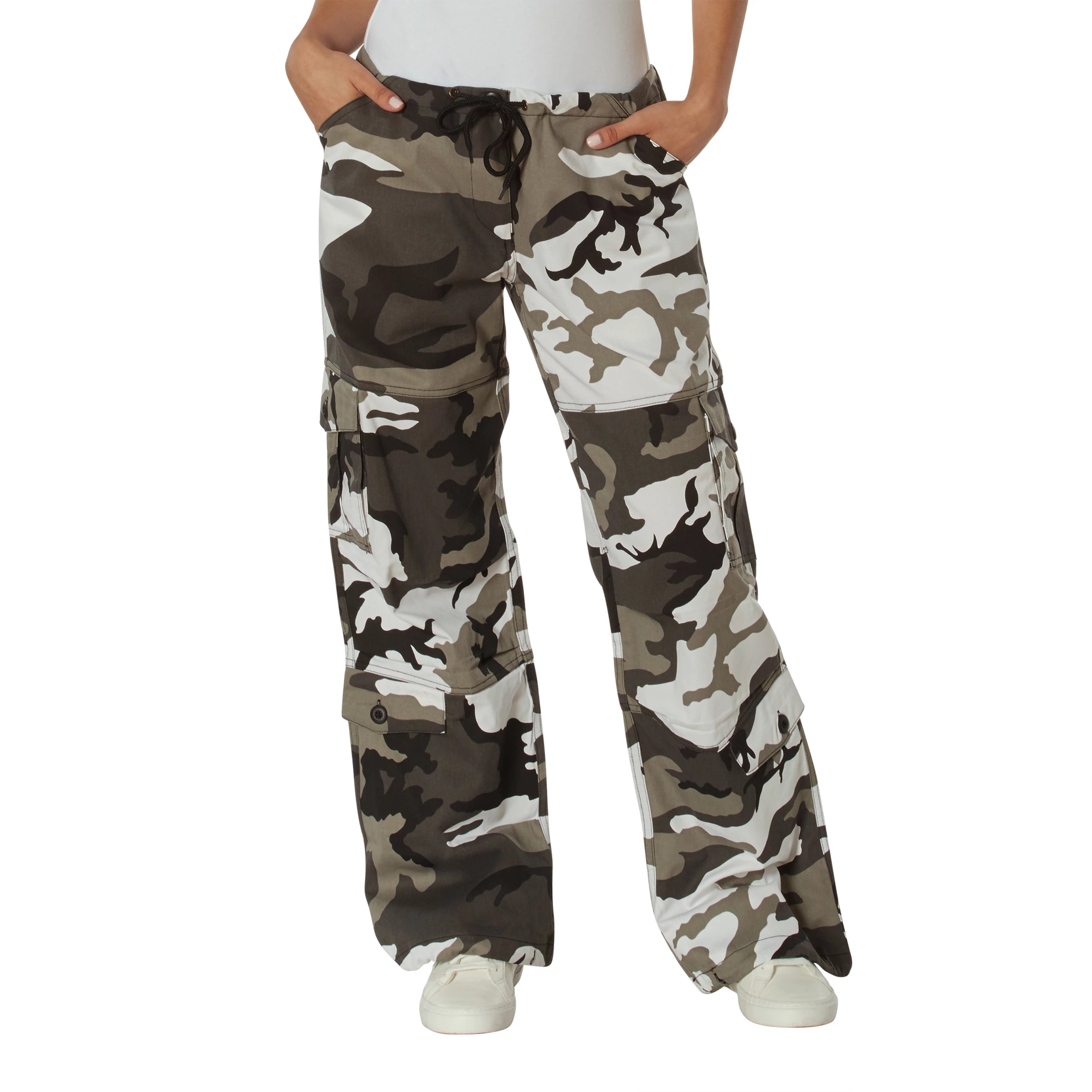 Rothco Womens Paratrooper Colored Camo Fatigues Pants angled product photo