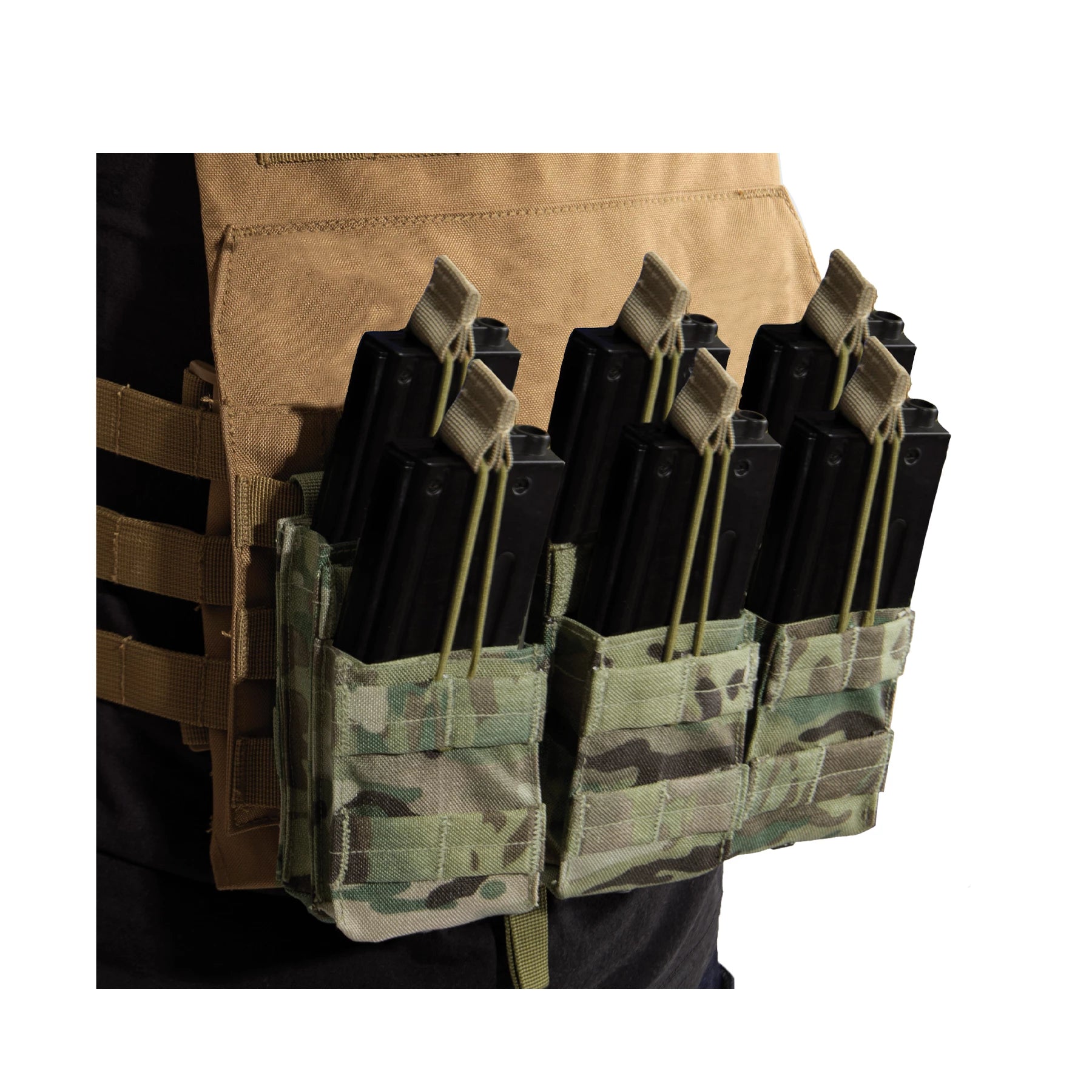 Rothco MOLLE Open Top Six Rifle Mag Pouch Black additional angle photo