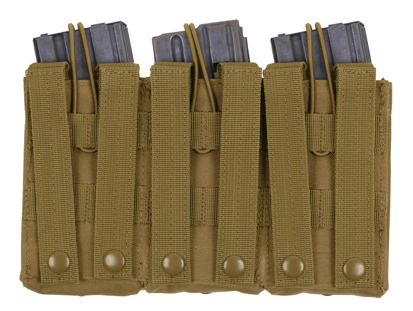 Rothco MOLLE Open Top Triple Mag Pouch Coyote Brown side detail photo
