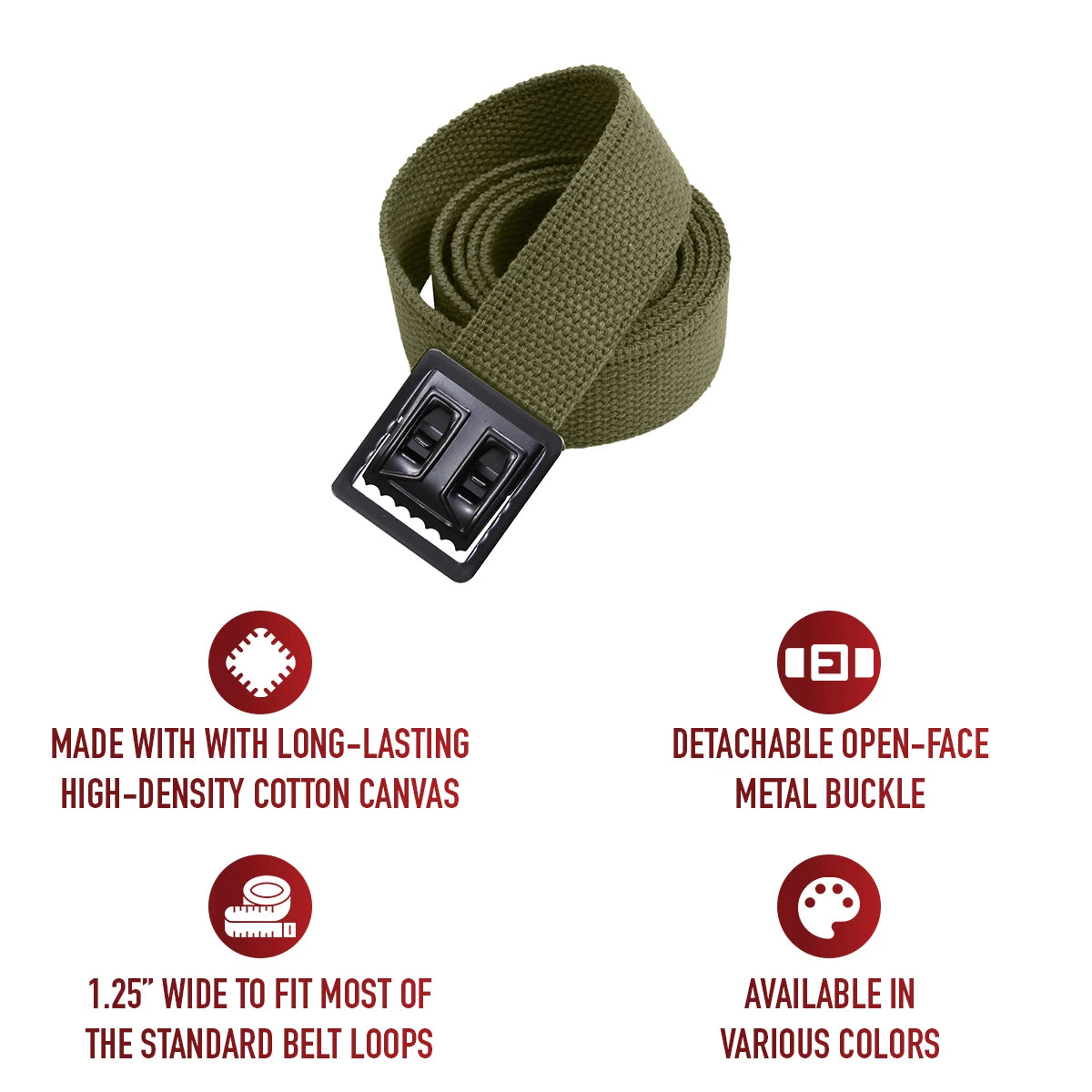 Rothco Military Web Belts With Open Face Buckle angled product photo