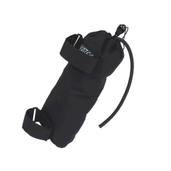 Black waist bag with a strap on a white background