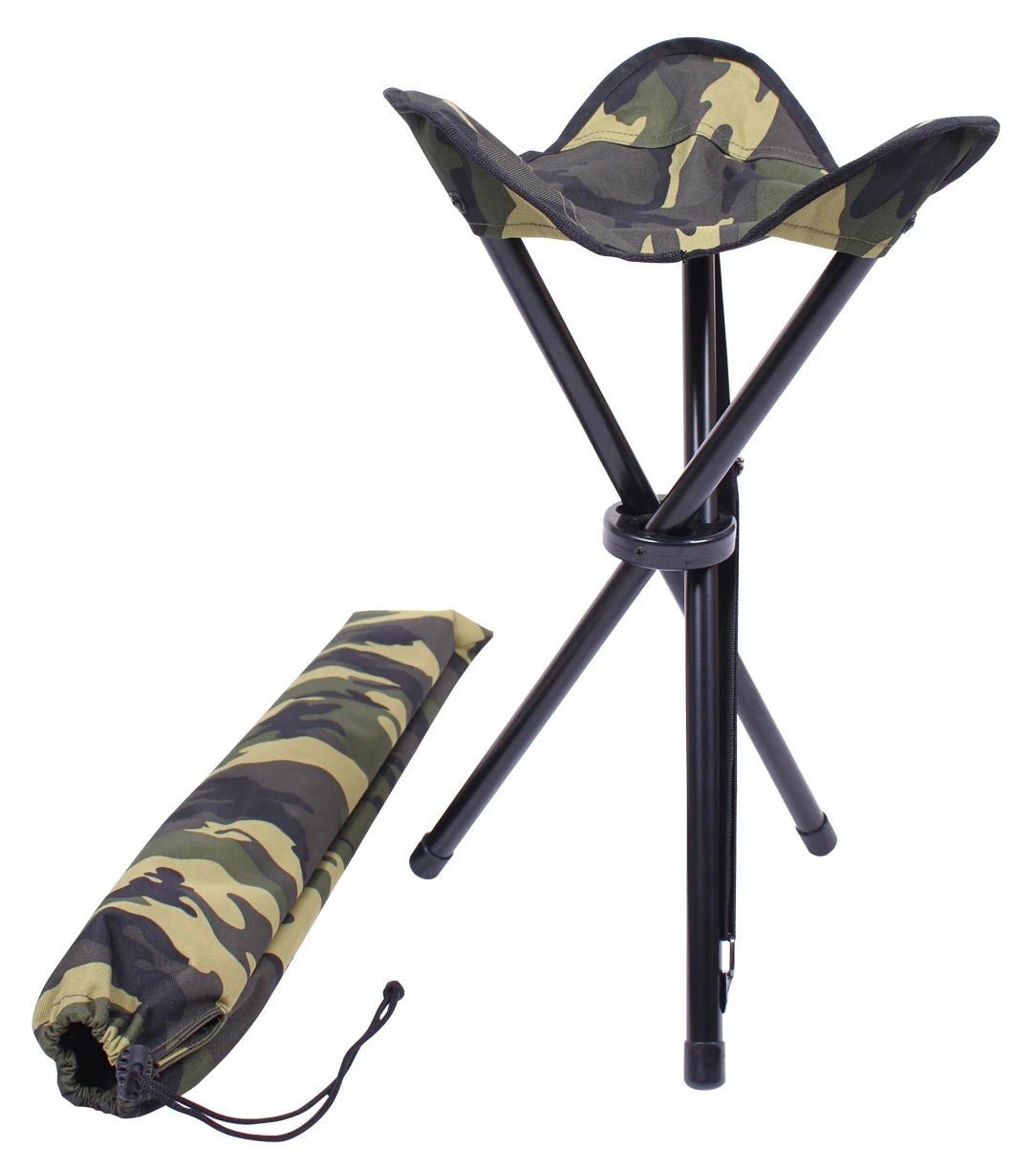 Rothco Collapsible Stool With Carry Strap Black Camp Stools side detail photo