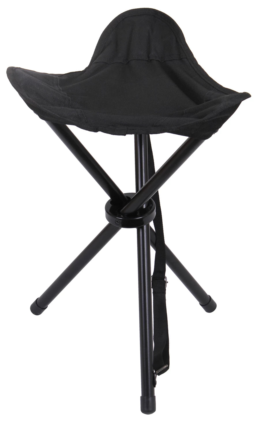 Rothco Collapsible Stool With Carry Strap Black Camp Stools & reverse view
