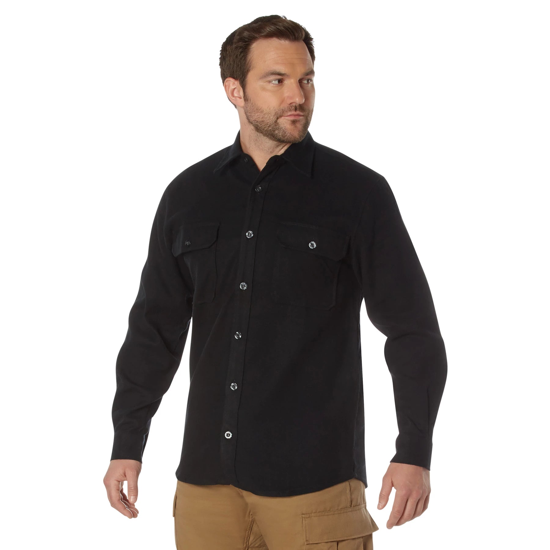 Rothco Heavy Weight Solid Flannel Shirt and Casual Shirts angled product photo