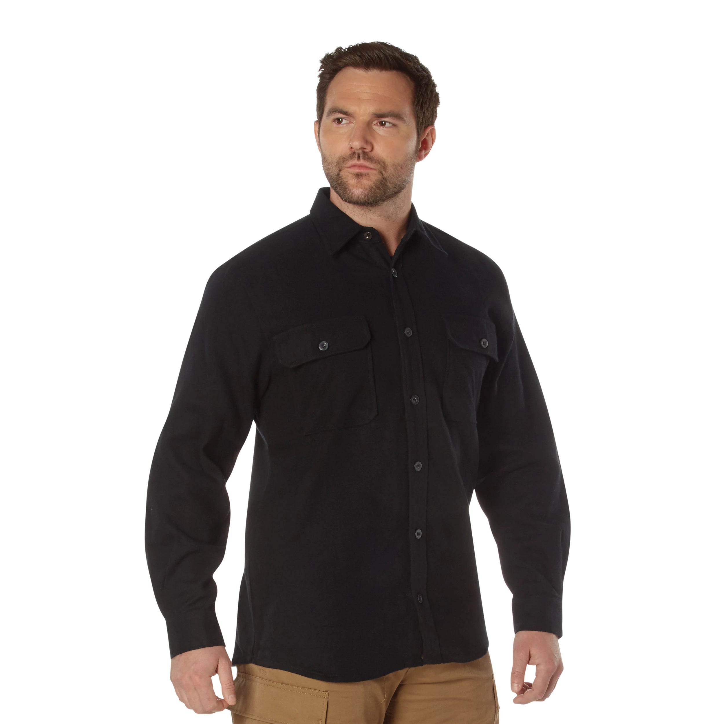 Rothco Heavy Weight Solid Flannel Shirt and Casual Shirts reverse view