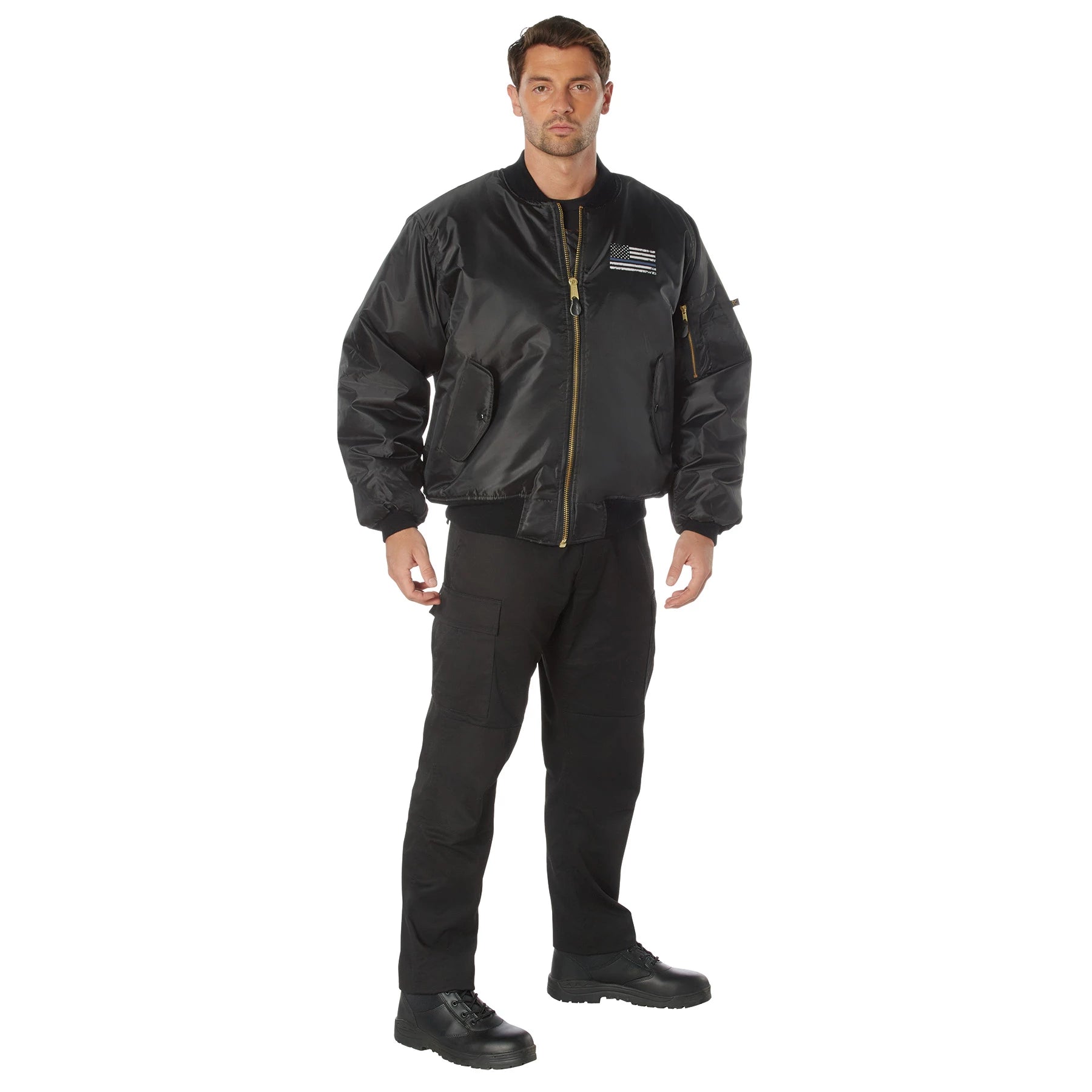 Rothco Thin Blue Line Flag MA-1 Flight Jacket Bomber & alternate photo