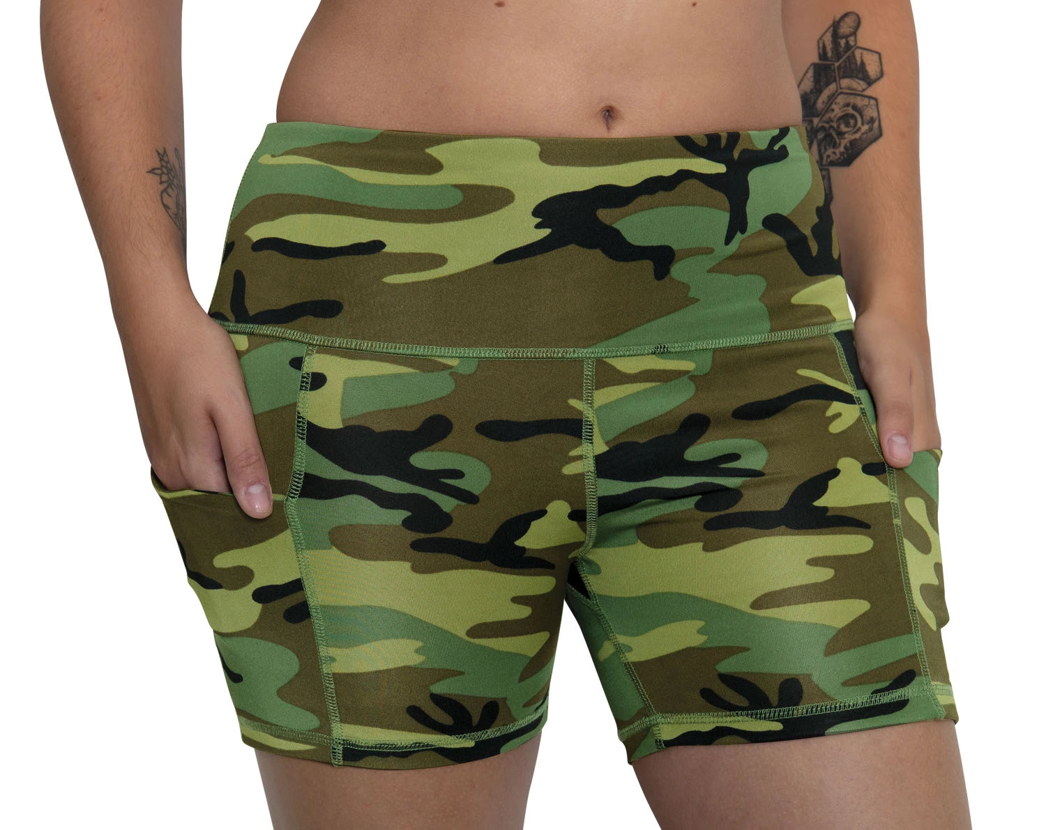 Rothco Womens Camo Workout Performance Legging Shorts Bottoms and Leggings reverse view