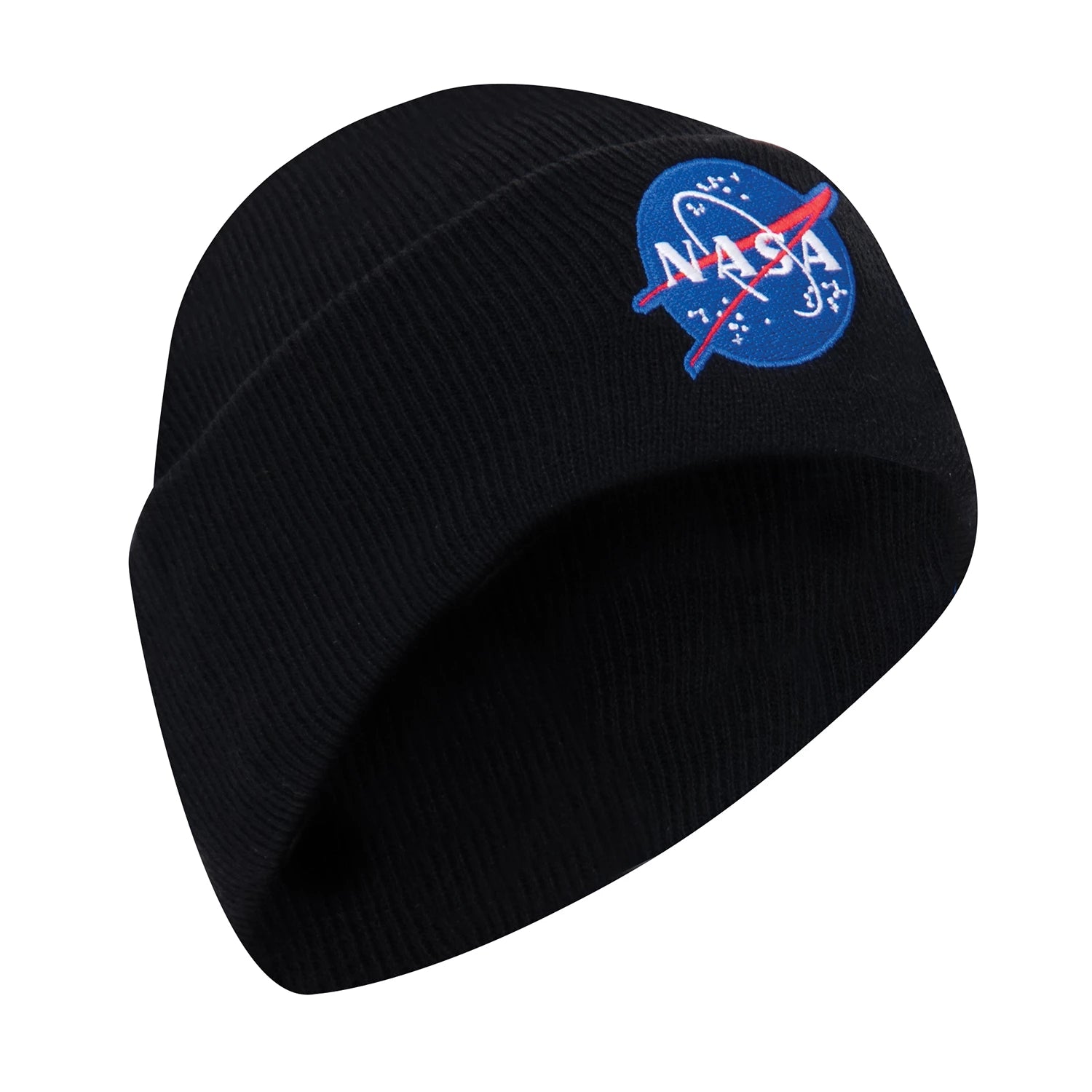 Rothco Deluxe NASA Meatball Logo Embroidered Watch Cap - Black close-up photo
