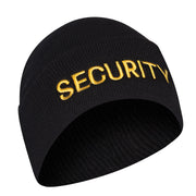 Rothco Embroidered Security Watch Cap - Black & Gold angled product photo