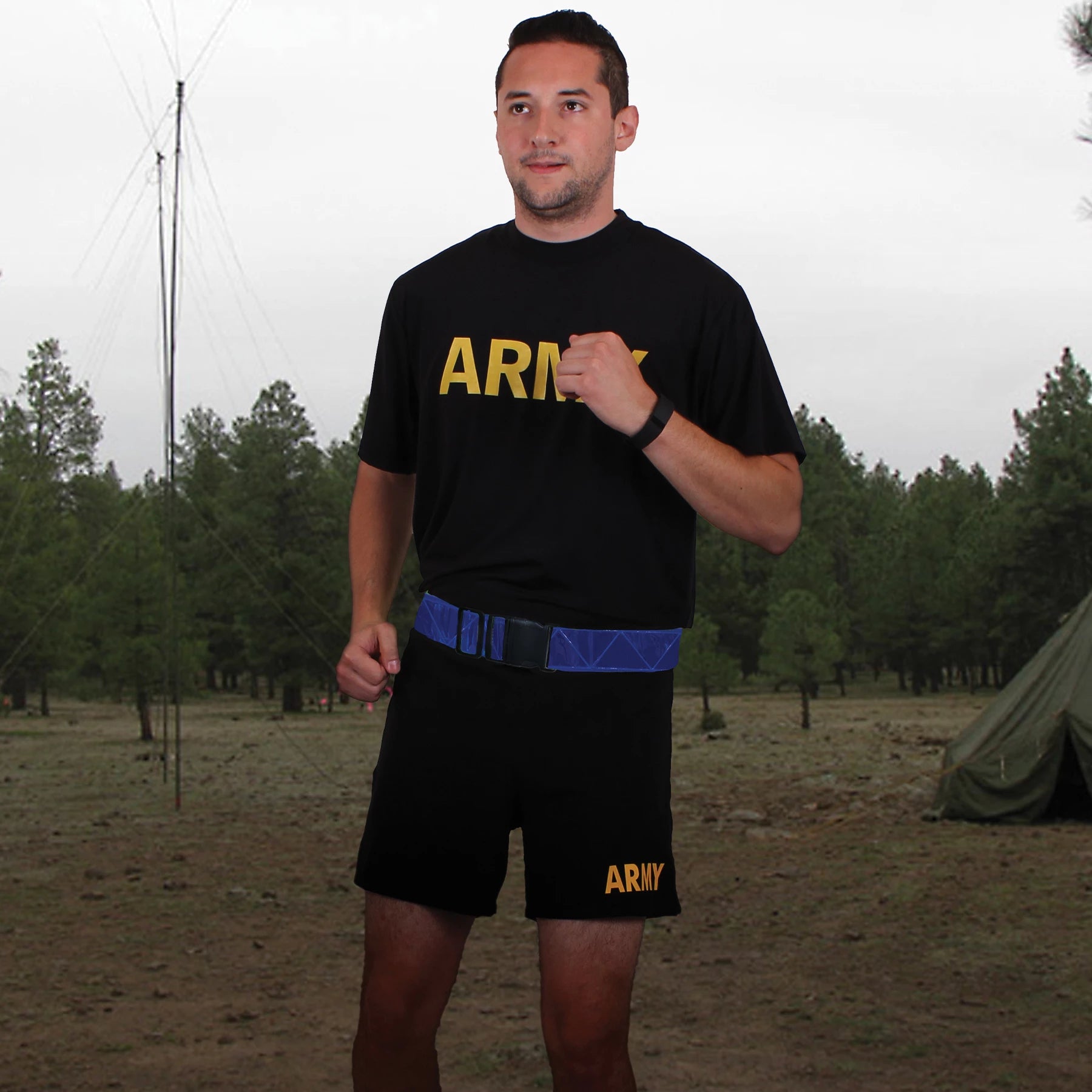 Rothco Reflective Physical Training Belt Safety Green P/T Shorts detail photo