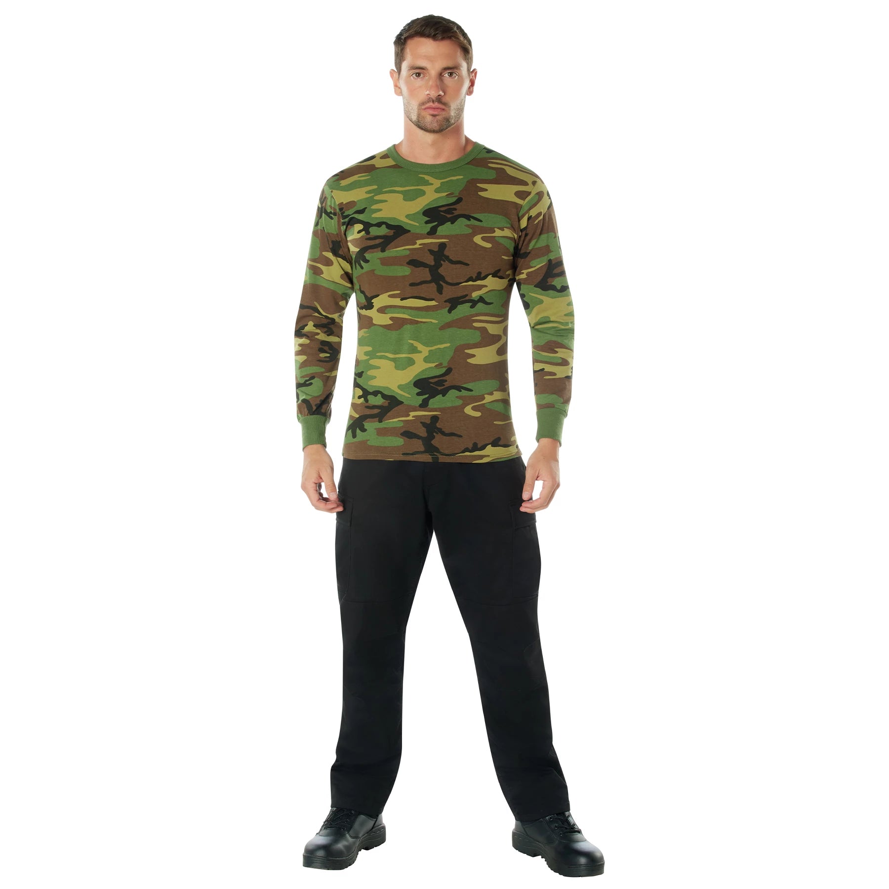 Rothco Long Sleeve Camo T-Shirt Woodland Camo 4XL T-Shirts close-up photo