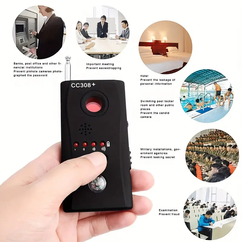 CC308+ Anti-Spy Signal Bug RF Detector Hidden Camera Laser Lens GSM De