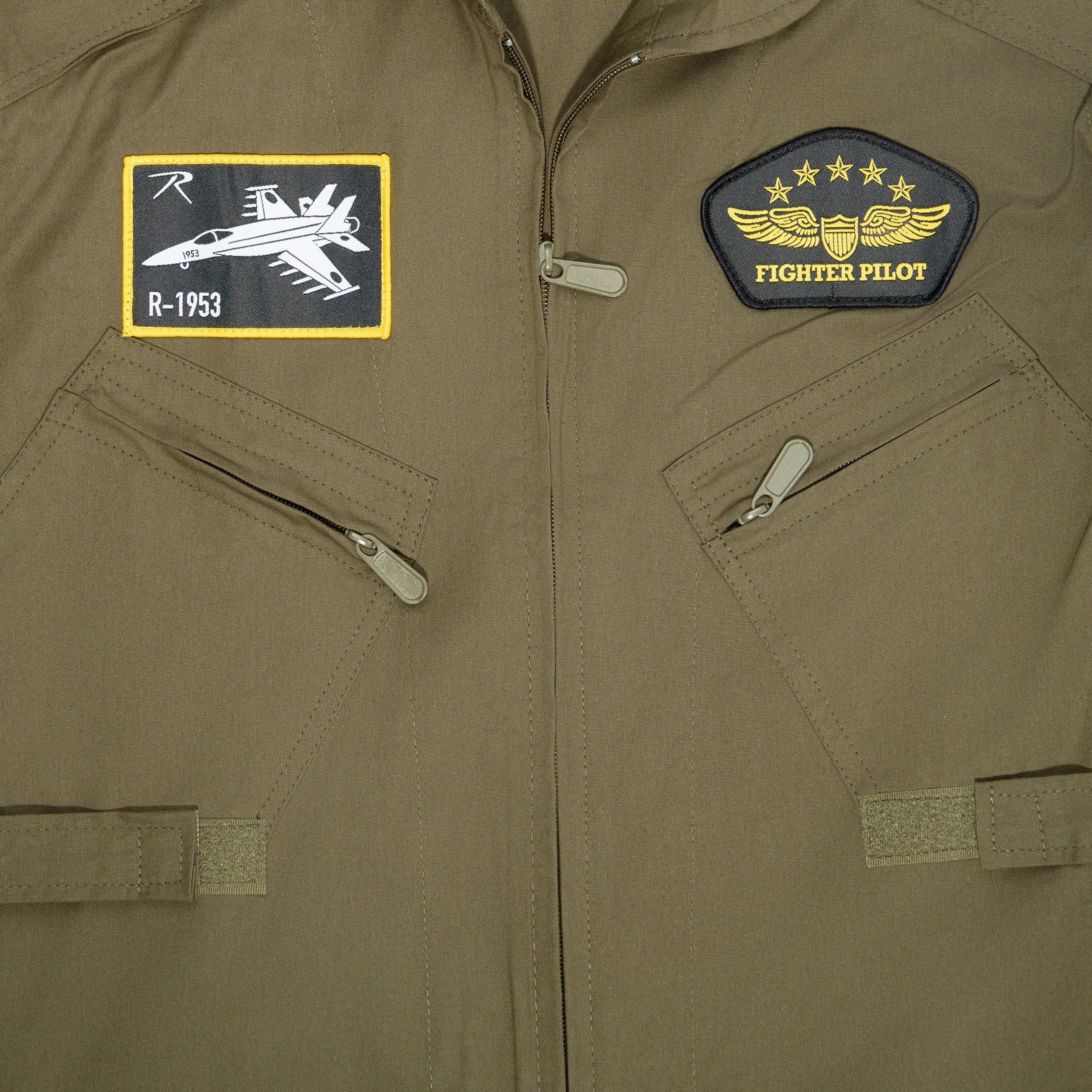 Rothco Kid Flight Coverall With Patches - Olive Drab Children's reverse view