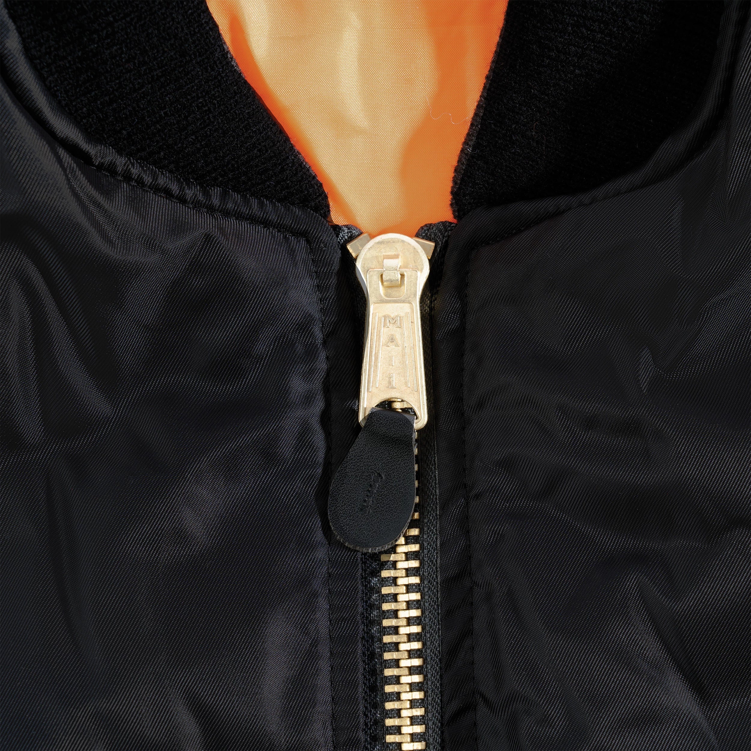 Rothco Womens MA-1 Flight Jacket - Black Bomber & angled product photo